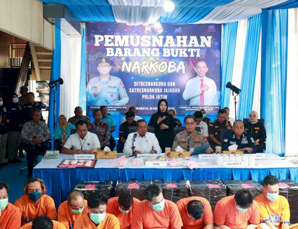 Jelang Nataru Polda Jatim Kembali Musnahkan Barang Bukti 9,3kg Sabu